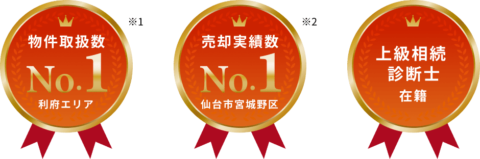 物件取扱数No.1利府エリア 売却実績数No.1仙台市宮城野区 上級相続診断士在籍